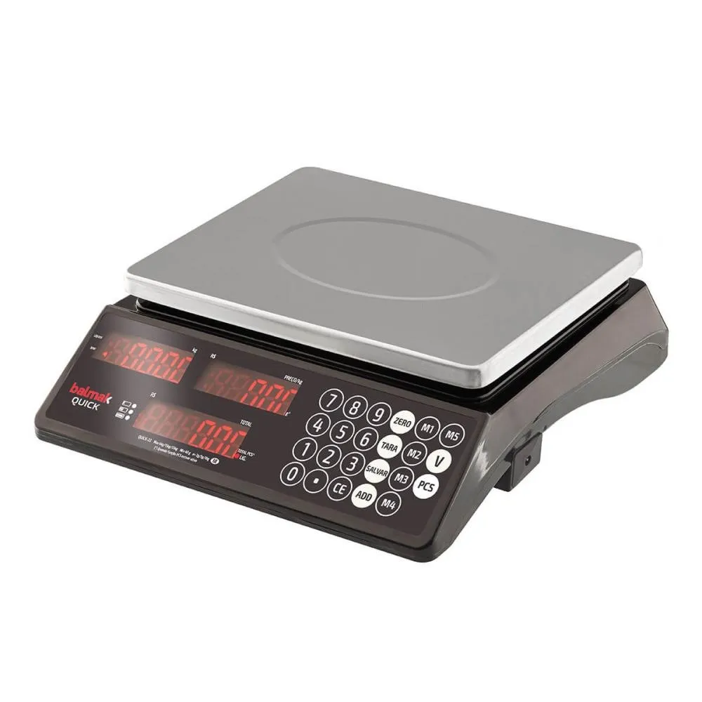 Balanca Digital Balmak 3 em 1 Quink 33B - 6/15/33 Kg - Preto/Inox