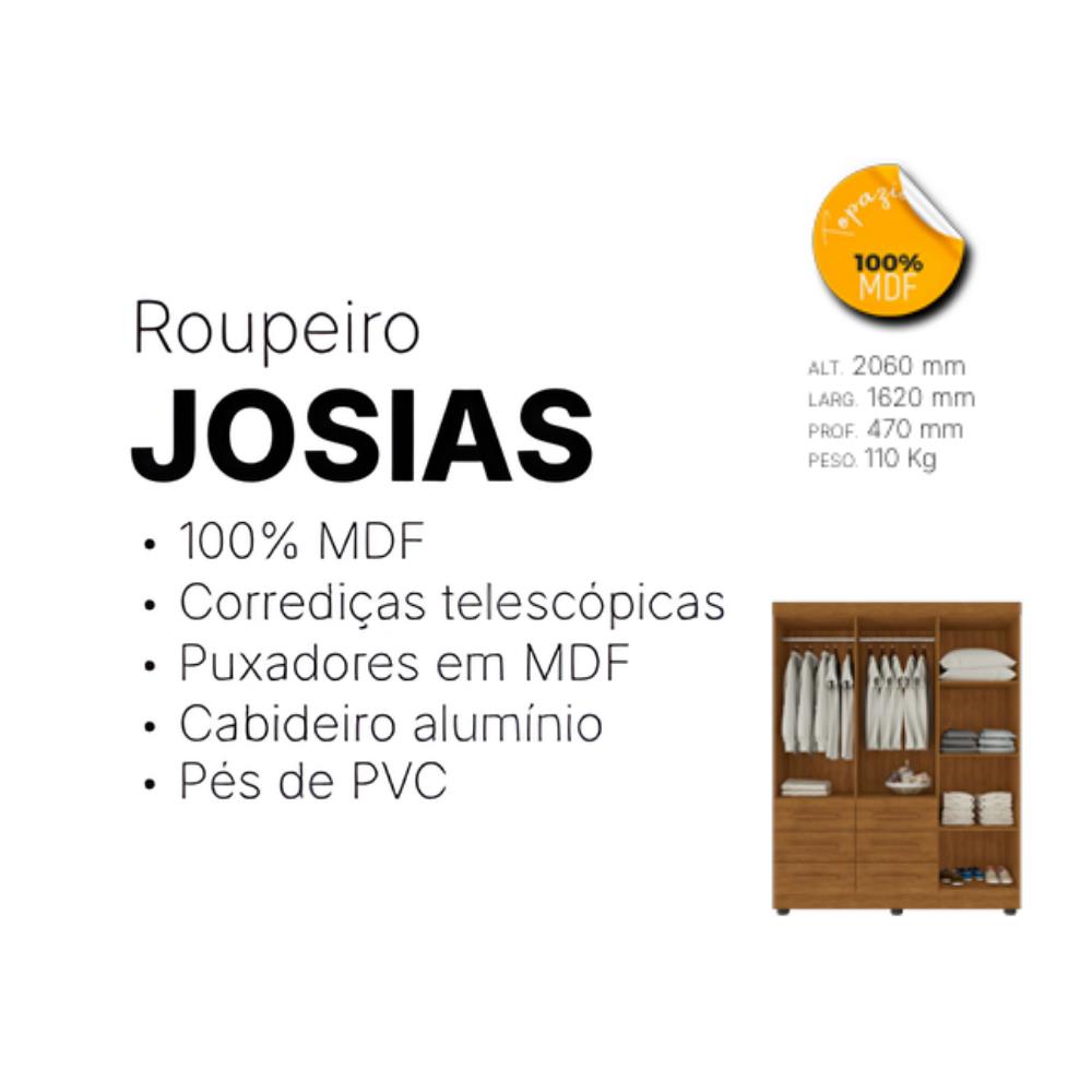 Imagem do produto Roupeiro Topazio Josias 6pt 4Pr C/Esp Cinamomo/Verde