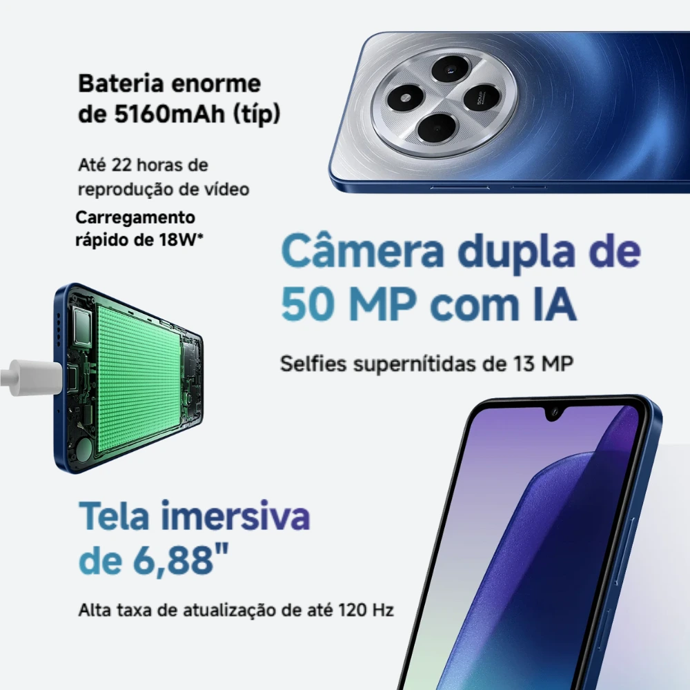 Imagem do produto Celular Xiaomi Redmi 14C 4GB+4GB RAM 256GB  Azul