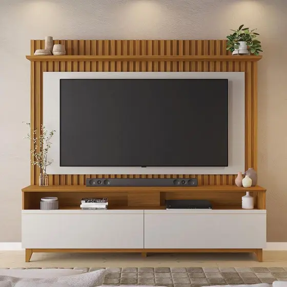 Imagem do produto Home Notavel Ripado NT-1340 Freijo/Off White 188x183x380cm para TV ate 65