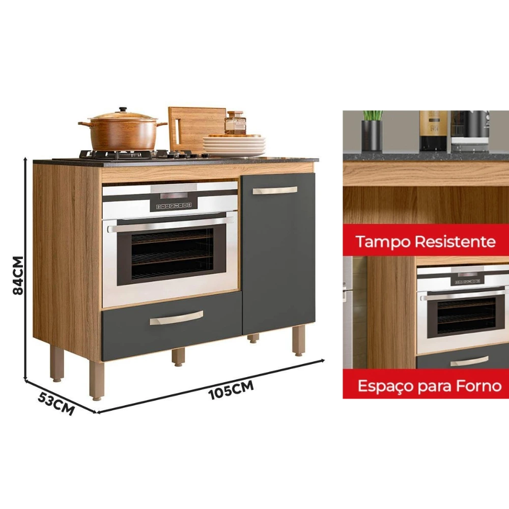 Imagem do produto Balcao Nicioli para Cooktop Fit - Freijo/Chumbo Pta Fechada