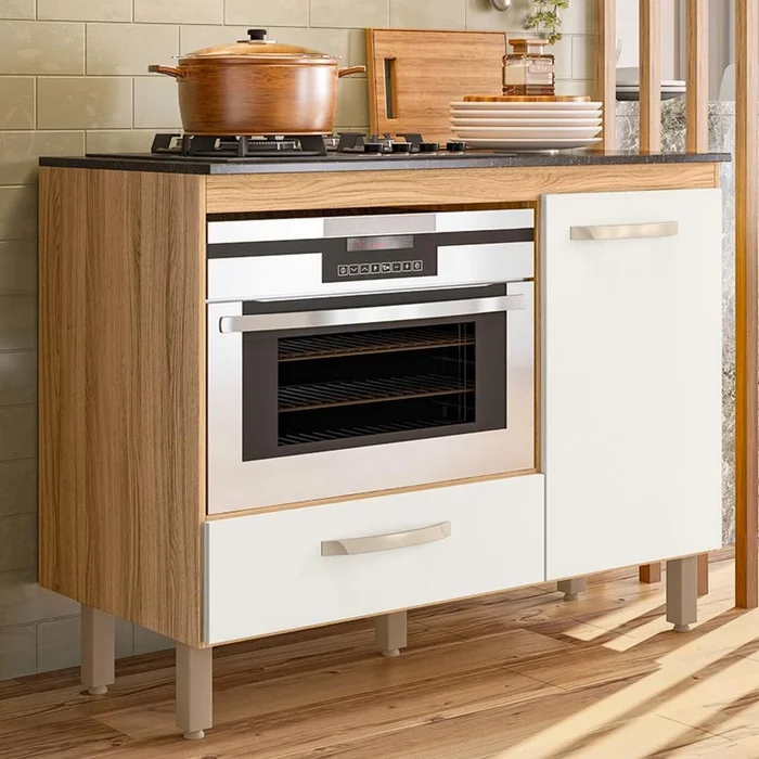 Imagem do produto Balcão Nicioli para Cooktop Fit Frij/Off White Cristal Porta Fechada