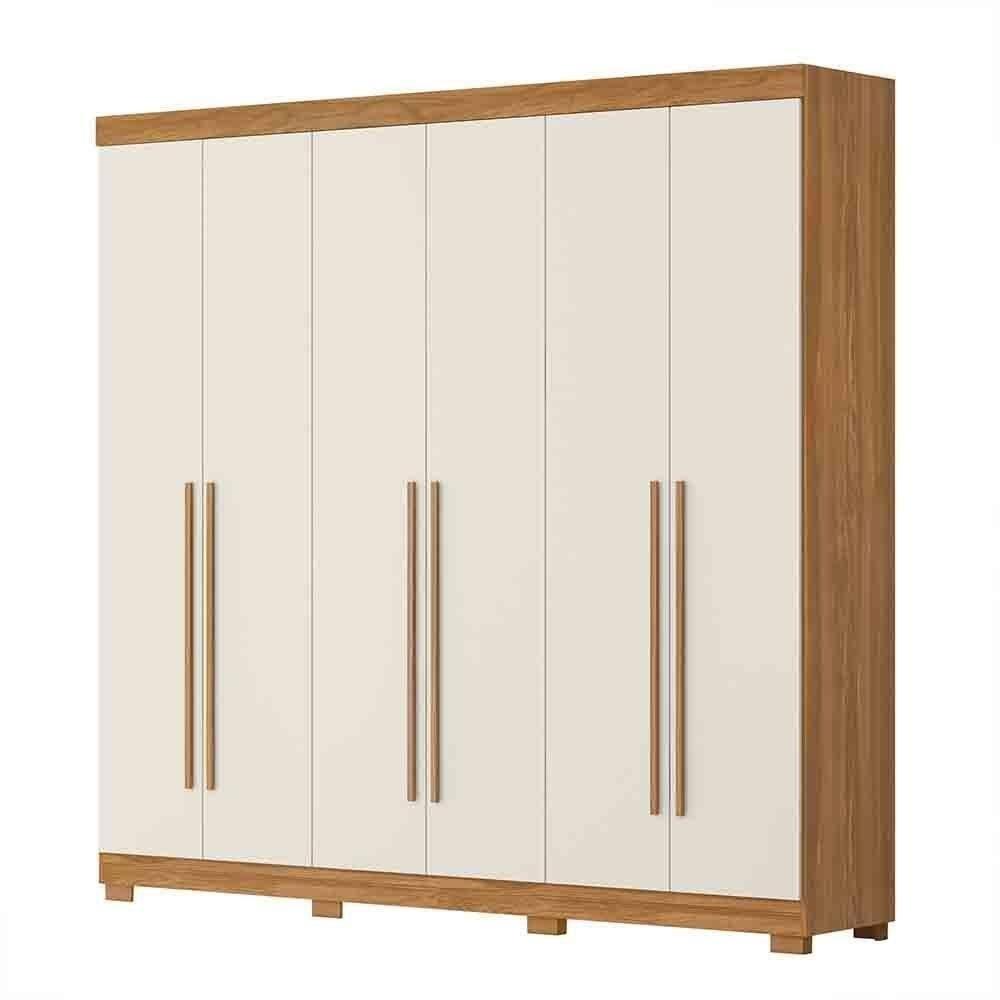 Roupeiro Topazio Jeu 6pt C/Espelho Interno Cinan Off White