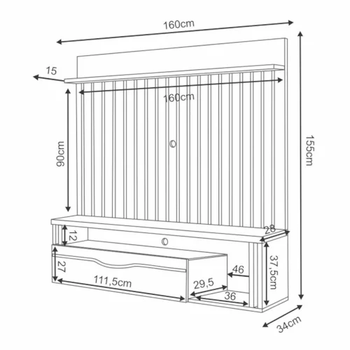 Imagem do produto PAINEL HB MOVEIS SELF 1.6 - CINAMOMO/OFF WHITE