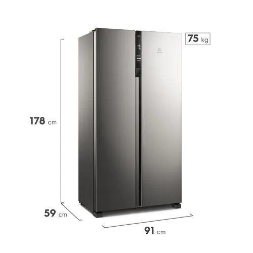 Imagem do produto Refrigerador Electrolux Frost Free Inv. 435L C/Autosens Side By Side Inox Look IS4S