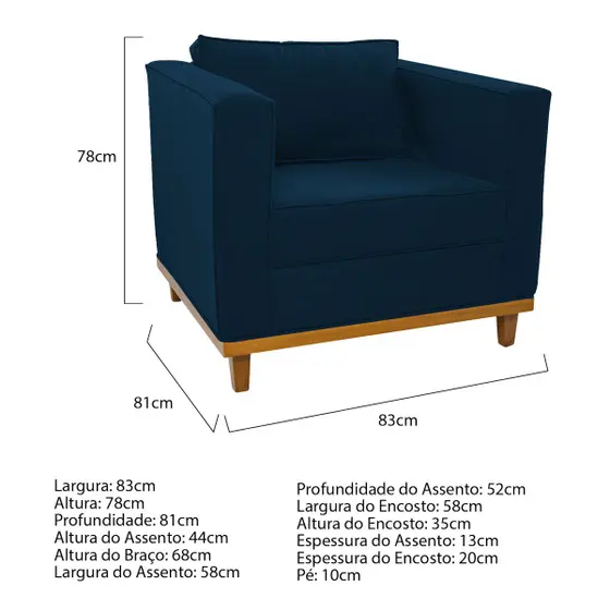 Imagem do produto Poltrona JW Europa Premium Veludo Azul Navy T07