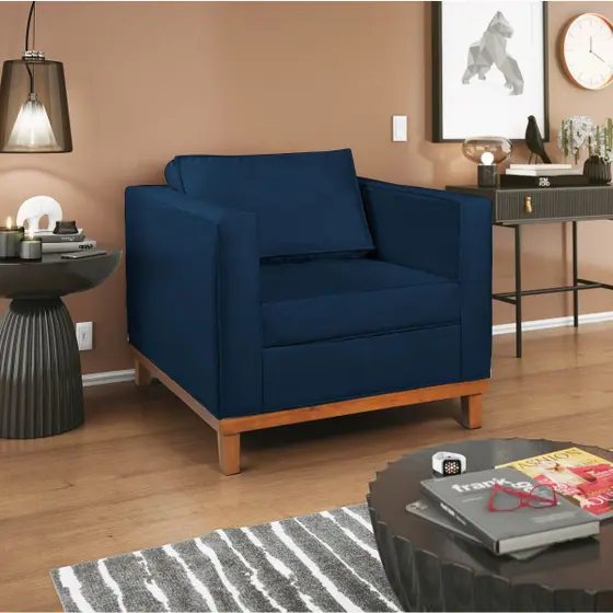 Imagem do produto Poltrona JW Europa Premium Veludo Azul Navy T07
