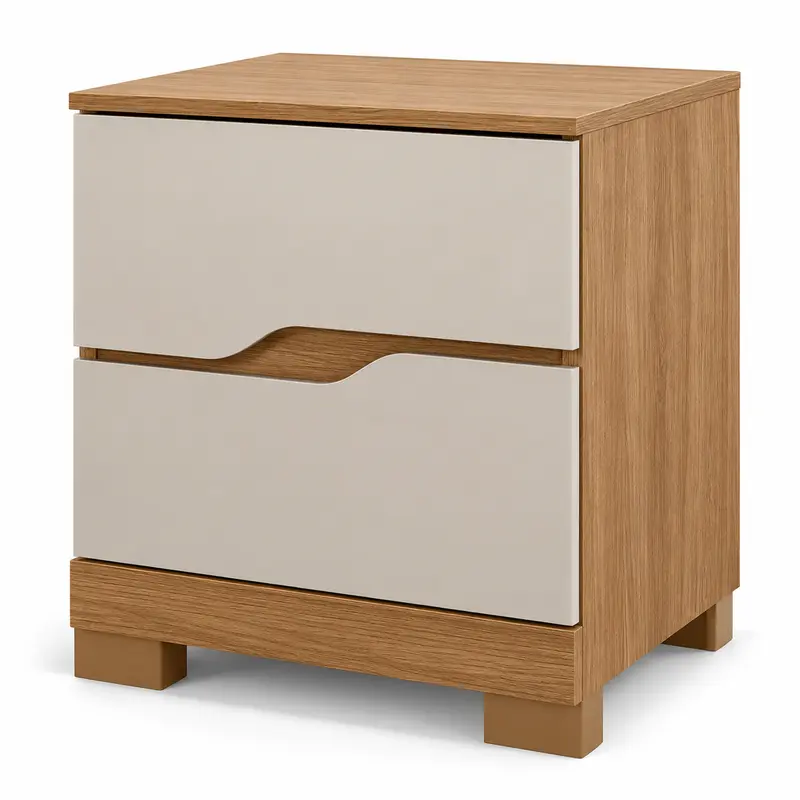 Mesa de Cabeceira Moval Ares 2 Gavetas Carvalho/Fendi